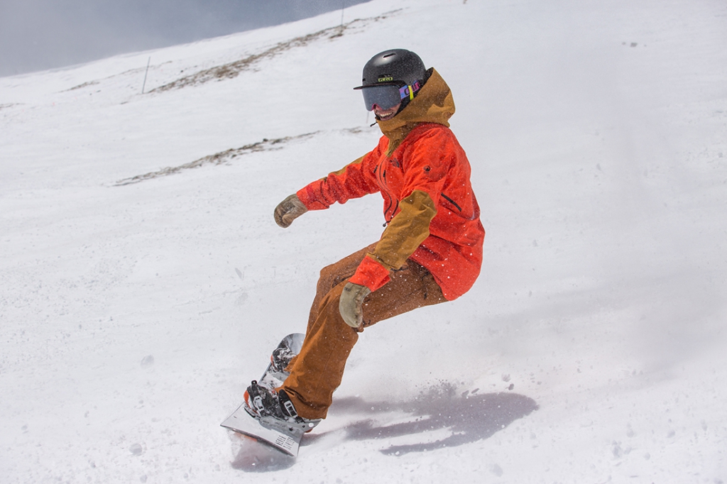 AASI Team Member Chuck Hewitt snowboards in The North Face