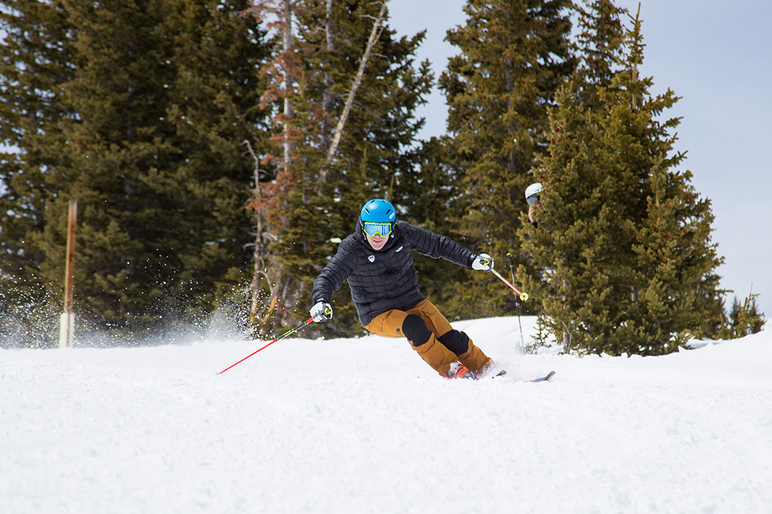 Mike Hafer carves on his skis at Breckenridge