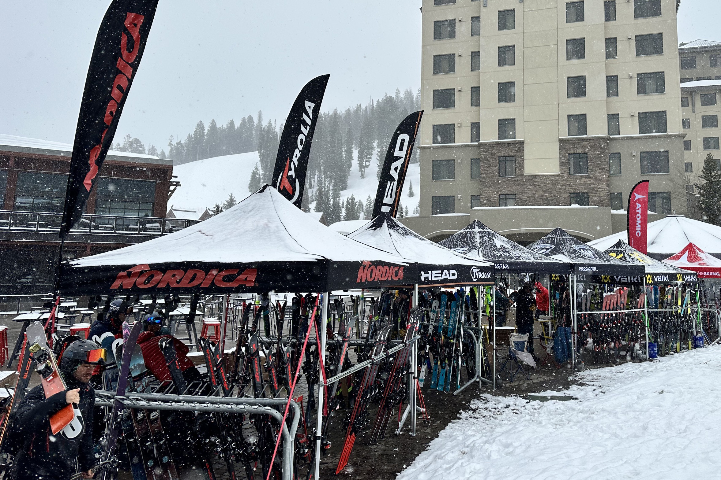 PSIA-AASI Official Supplier demo tents at Big Sky Montana